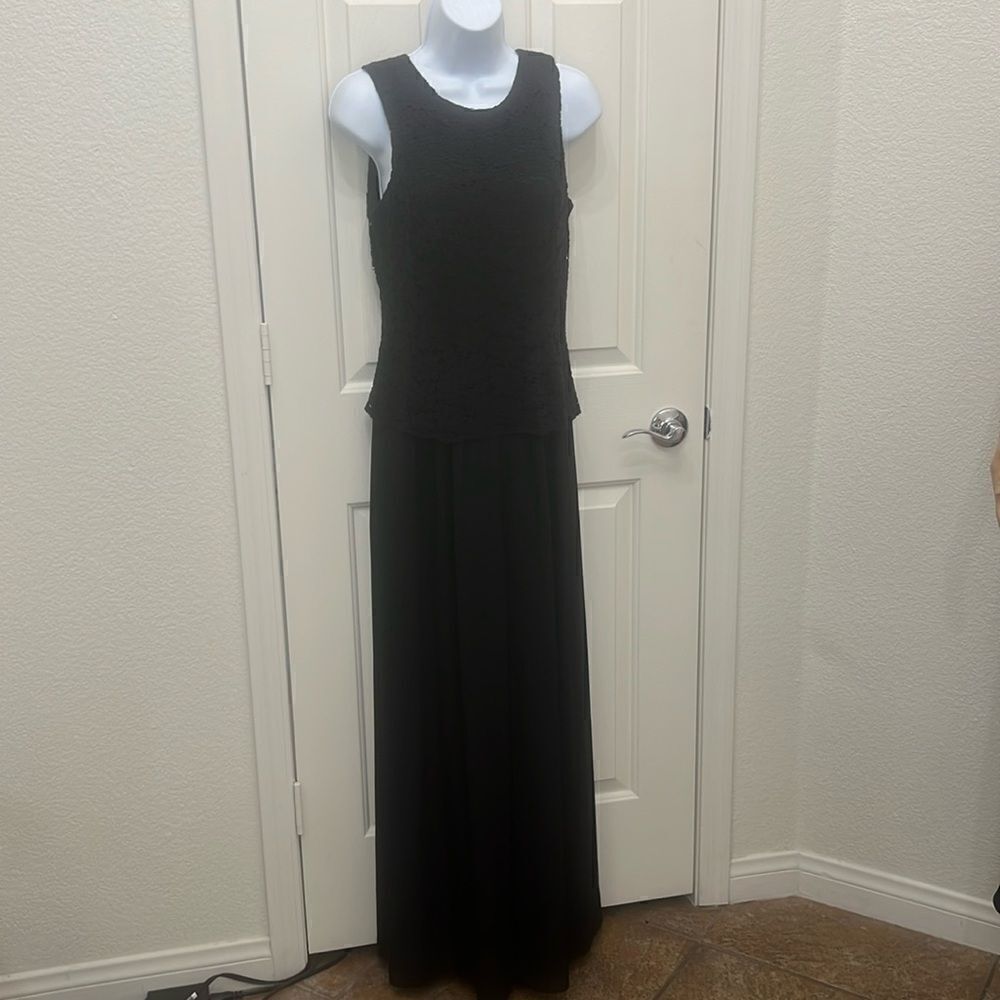 Late Edition Women’s Black Jumpsuit Lace Inset Bodice Sleeveless Wide Leg Sz 8